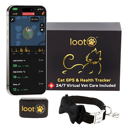 LootPaw Cat Tracker Halsband - Echtzeit-GPS-Tracker für Katzen - 24/7 Tierarztpflege inklusive - Wasserdicht und leicht - Aktivitätsüberwachung - Passend für die meisten Halsbänder & Geschirre - 30 LootPaw Cat Tracker Halsband - Echtzeit-GPS-Tracker für Katzen - 24/7 Tierarztpflege inklusive - Wasserdicht und leicht - Aktivitätsüberwachung - Passend für die meisten Halsbänder & Geschirre - 30 von LootPaw