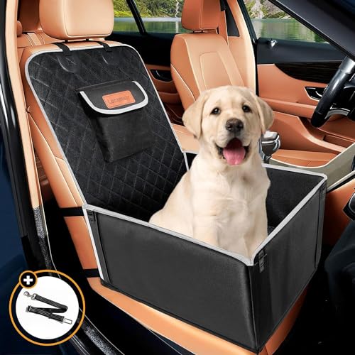 Looxmeer Hunde Autositz für Kleine Mittlere Hunde, Vordersitz & Rückbank Hundesitz Auto mit Sicherheitsgurt und Verstärkter Wände, Wasserdicht & Reißfest, Hundedecke Autosittzbezug für Autoschutz Grau von Looxmeer