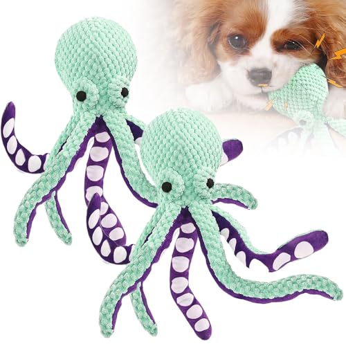 32 CM Whisker Spot Octopus Hundespielzeug, 2025 Neu Oktopus Hundespielzeug, Haustierplüschspielzeug für Hund, Interaktives Plüsch Hundespielzeu, Langlebiges Quietscher Plüsch Hundespielzeu (Grün*2) von Lopreg