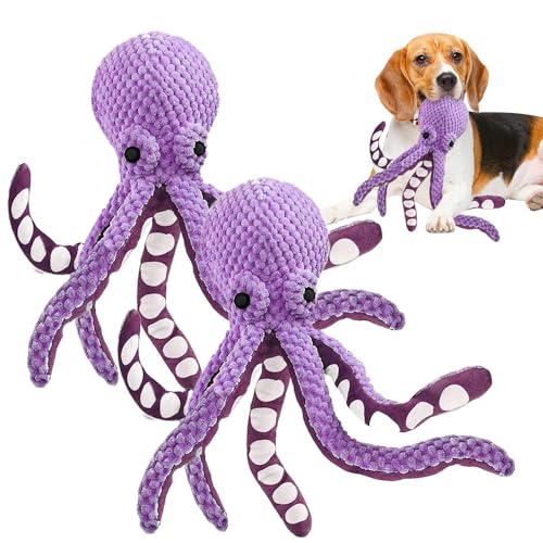 32 cm Whisker Spot Octopus Hundespielzeug, 2025 Neu Oktopus Hundespielzeug, Haustierplüschspielzeug für Hund, Interaktives Plüsch Hundespielzeu, Langlebiges Quietscher Plüsch Hundespielzeu (Lila*2) von Lopreg