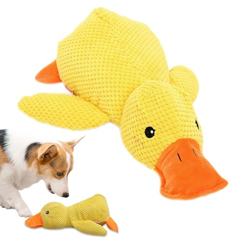 Lopreg 45 cm Calming Duck Dog Toy, 2025 New Hundespielzeug Ente, Quak-Quak Ente Hundespielzeug, Anti Stress Ente Hund, Squeak Duck Toy für Welpen,Hundekuscheltier Kauspielzeug für Welpen (Gelb) von Lopreg