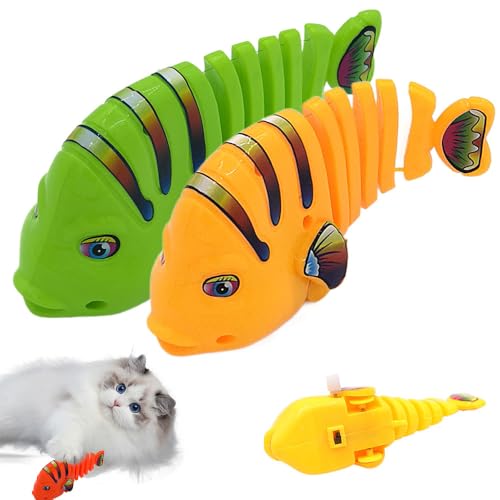 Lopreg Plastic Wind-Up Wiggle Fish Toys, Uhrwerk Schwingendes Zeichentrickfischspielzeug, Kunststoff Mini Fisch Spielzeug,Interaktives Katze Spielzeug, Wackelndes Fischspielzeug aus Kunststoff (A+B) von Lopreg