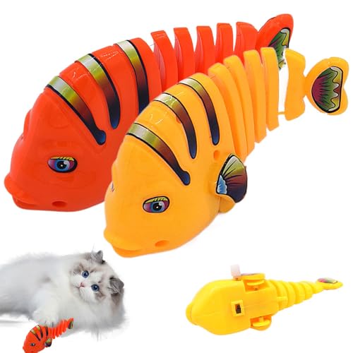 Lopreg Plastic Wind-Up Wiggle Fish Toys, Uhrwerk Schwingendes Zeichentrickfischspielzeug, Kunststoff Mini Fisch Spielzeug,Interaktives Katze Spielzeug, Wackelndes Fischspielzeug aus Kunststoff (A+C) von Lopreg
