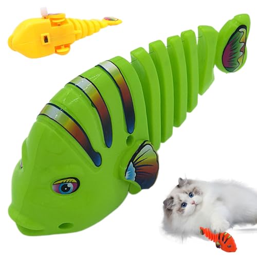 Lopreg Plastic Wind-Up Wiggle Fish Toys, Uhrwerk Schwingendes Zeichentrickfischspielzeug, Kunststoff Mini Fisch Spielzeug,Interaktives Katze Spielzeug, Wackelndes Fischspielzeug aus Kunststoff (B) von Lopreg