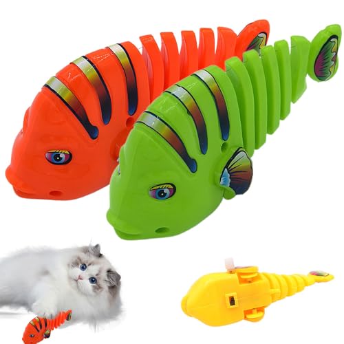 Lopreg Plastic Wind-Up Wiggle Fish Toys, Uhrwerk Schwingendes Zeichentrickfischspielzeug, Kunststoff Mini Fisch Spielzeug,Interaktives Katze Spielzeug, Wackelndes Fischspielzeug aus Kunststoff (B+C) von Lopreg