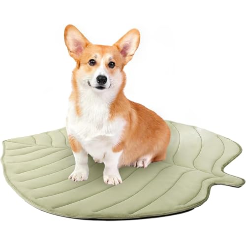 Vegasvape Dog Cooling Mat, Große Blattförmige Haustierkühlmatte,Kühlmatte Hunde Katzen, Selbstkühlende Hundematte, Haustiere Hundekühlmatte für Klein Haustiere Sommer (Grün, S: 91 * 86cm) von Lopreg