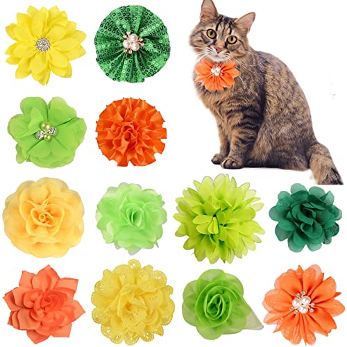 Lopsity 12 Stück Haustier-Halsband, Blumen-Schleife, abnehmbare Blumenverzierung für Katzen, Hunde, Haustierbedarf für Geburtstagsparty (bunt) von Lopsity