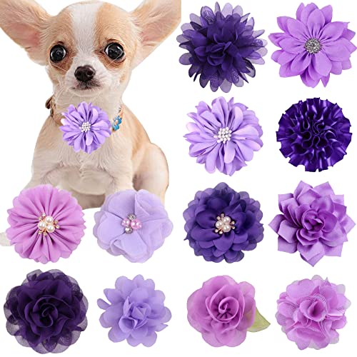 Lopsity Haustier-Halsband, Blumen-Schleife, abnehmbare Blumenverzierung für Katzen, Hunde, Haustierbedarf für Geburtstagsparty (lila) von Lopsity