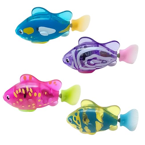 Lopxenu 4PCS Elektronischer Haustier Fisch, Schwimmen Roboter Fisch Spielzeug für Katzen, Elektrisches Fischspielzeug, Katze Interaktives Haustierspielzeug Schwimmen Baby Bad Spielzeug von Lopxenu