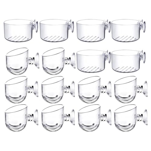 Losueeun 16er-Set Aquariumpflanzentöpfe Aus Transparentem Acryl mit Saugnäpfen, Aquariendeko 2 Formen von Losueeun