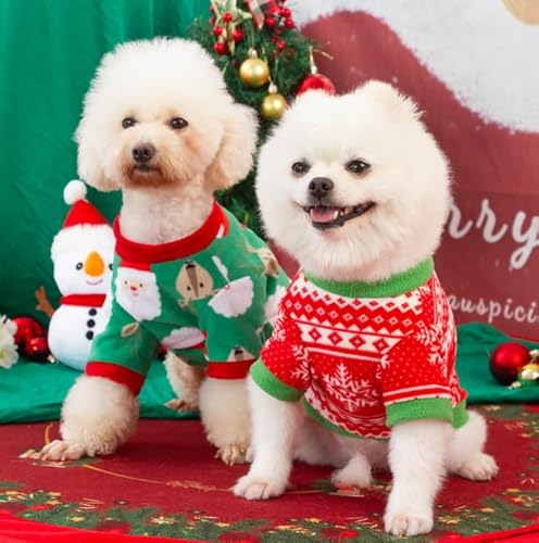 Losuya 2 Stück Weihnachten Hund Pullover Warm Hund Weihnachten Kleidung Kostüm Outfit Xmas Bekleidung Party Kleidung für kleine mittelgroße Hunde (S) von Losuya