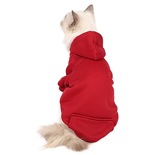 Losuya Hunde-Kapuzenpullover für kleine Hunde und Katzen, Baumwolle, warm, Größe M, Rot von Losuya