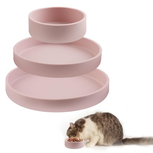 Lotbun 3 pcs -Futternapf für Katzenv Silikon Futterschale,Trinkschale oval, rosa, Futternapf für Katzen Trinkschale oval, Katzenschüssel für Trockenfutter und Nassfutter von Lotbun