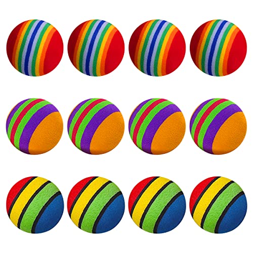 Lotsdonxia 12 Stück regenbogenfarbene Katzen- und Hundespielzeugbälle, einschließlich Spielplatzbälle, EVA-Golf-Übungsbälle, Kätzchen- und Welpen-Pompon-Spielzeug, ideal für interaktives Spielen im Lotsdonxia 12 Stück regenbogenfarbene Katzen- und Hundespielzeugbälle, einschließlich Spielplatzbälle, EVA-Golf-Übungsbälle, Kätzchen- und Welpen-Pompon-Spielzeug, ideal für interaktives Spielen im von Lotsdonxia