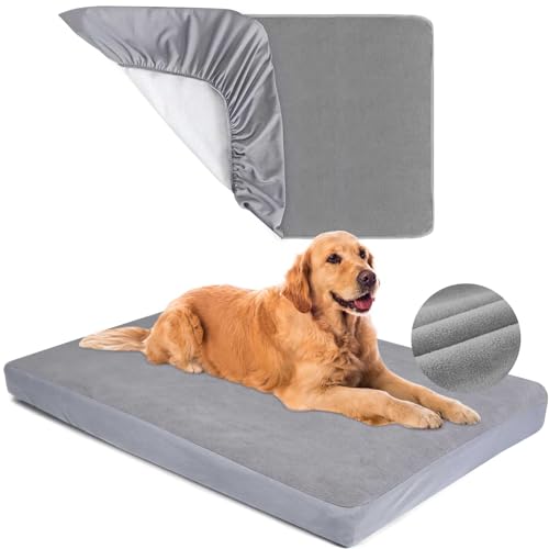 Ersatz-Hundebettbezüge, 100 % wasserdicht, waschbar, Grau, 2 Stück, 68,6 x 91,4 cm, M Ersatz-Hundebettbezüge, 100 % wasserdicht, waschbar, Grau, 2 Stück, 68,6 x 91,4 cm, M von LotuFlor