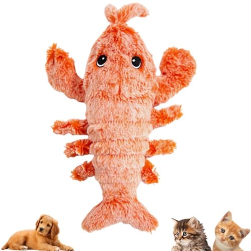 Loufy Floppy Lobster Hundespielzeug Plüsch Springhummer Interaktives Spielzeug, Bewegungsaktiviertes Bewegliches Haustierspielzeug, Plüsch Haustier Kauspielzeug, B von Loufy