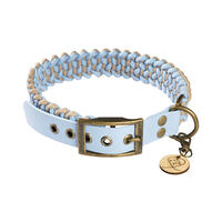 Trendfährte Hundehalsband Paracord [M: 38-45 cm x 30 mm - Himmelblau/Beige] von Loulourella
