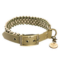 Trendfährte Hundehalsband Paracord [S: 33-40 cm x 30 mm - Oliv/Beige] von Loulourella