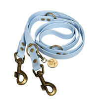 Trendfährte Hundeleine BioThane® 3-fach verstellbar [S/M: 2 m x 16 mm - Himmelblau/Beige] von Loulourella