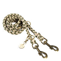 Trendfährte Hundeleine Paracord eckig geflochten [M/L - ca. 2 m x 10 mm - Oliv/Beige] von Loulourella