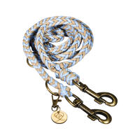 Trendfährte Hundeleine Paracord eckig geflochten [S: 2 m x 8 mm - Himmelblau/Beige] von Loulourella