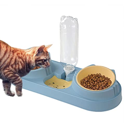 Futter-Wassernapf – Doppelte Hunde- und Katzennäpfe – Wasser- und Futternapf für Haustiere mit automatischer Bewässerungsflasche für kleine oder mittelgroße Hunde und Katzen lauschig von Loupsiy