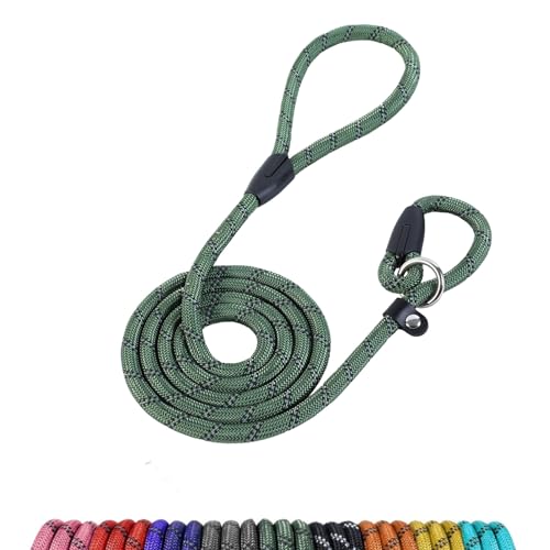 Loutep GreenRope Retrieverleine für Hunde, 1,8 m, mit reflektierenden Nähten, einfaches Anziehen, kein Halsband oder Geschirr erforderlich, ideal für große und mittelgroße Hunde von Loutep