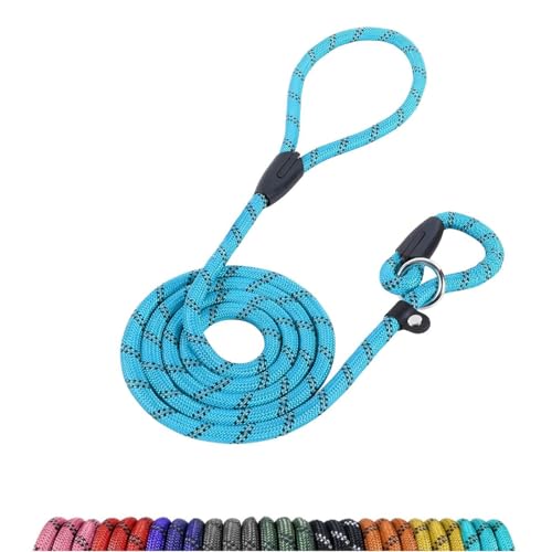 Loutep Retrieverleine für Hunde, 1,8 m, blaues Seil, mit reflektierenden Nähten, einfaches Anziehen, kein Halsband oder Geschirr erforderlich, ideal für große und mittelgroße Hunde von Loutep