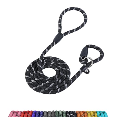 Loutep Retrieverleine für Hunde, 1,8 m, schwarzes Seil, mit reflektierenden Nähten, einfaches Anziehen, kein Halsband oder Geschirr erforderlich, ideal für große und mittelgroße Hunde Loutep Retrieverleine für Hunde, 1,8 m, schwarzes Seil, mit reflektierenden Nähten, einfaches Anziehen, kein Halsband oder Geschirr erforderlich, ideal für große und mittelgroße Hunde von Loutep