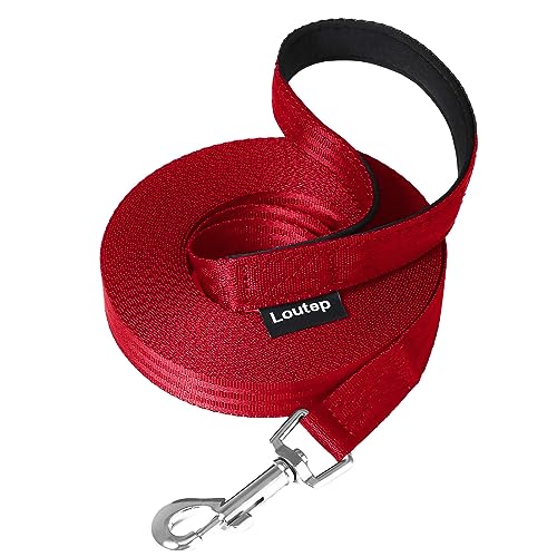 Loutep Training Lead for Dogs -5m (16ft) Red Durable Nylon Long Line Dog Lead with Padded Handle & Heavy - Duty Swivel Hook – Leash for Pet Obedience, von Loutep