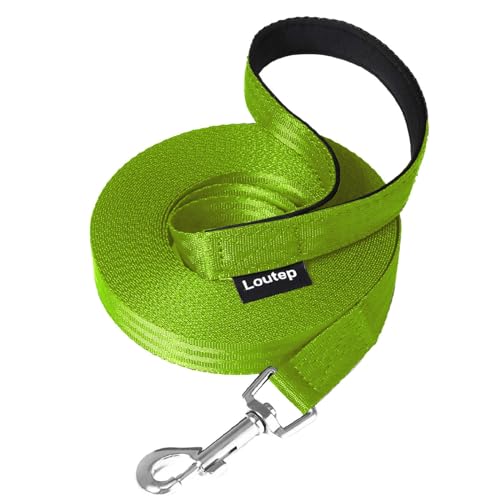 Loutep Trainingsleine für Hunde, 3 m, 5 m, 10 m, 15 m, 20 m, 25 m, 30 m, Starkes Nylonseil, extra Lange Leine, Hundeleine mit gepolstertem Griff für große, mittelgroße und kleine Welpen, Rückruf von Loutep