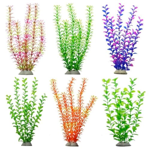 Louttary 6-Teiliges Aquarium-Landschaftsdekorationsset, Simulationspflanzenlandschaft, Aquatische Kunststoff-Aquarium-Seidenblumen-Aquarium-Dekorationsset von Louttary