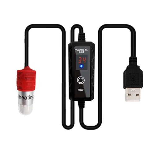 Louttary Mini-Aquarium-Heizstab, Fischtank, Mini-Thermostat, USB-Ladegerät, 15 – 34 °C, einstellbare Temperatur, 10 W von Louttary