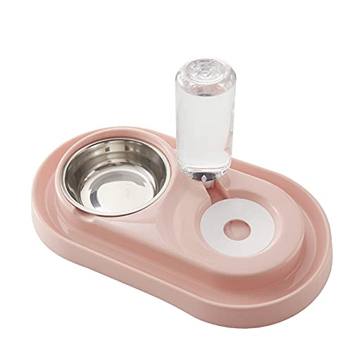 Love Dream Doppelter Hundenapf, Edelstahl Hundenapf Katzenfutter Näpfe und Wasserspender mit automatischer Wasserflasche für kleine, mittelgroße Hunde und Katzen (Pink) von Love Dream