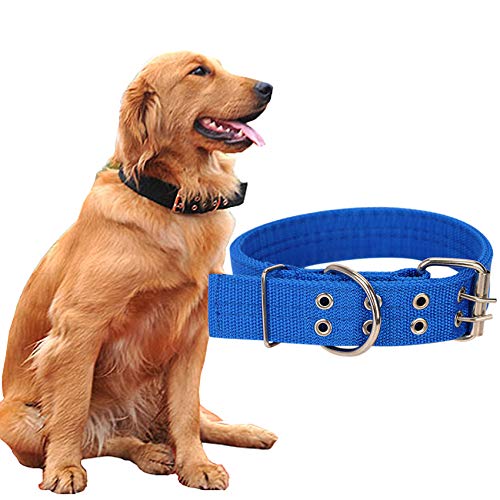 Love Dream Militärisches verstellbares Hundehalsband, Nylon, taktische Hundehalsbänder mit Metall-D-Ring und Schnalle für große und große Hunde (groß, Königsblau) von Love Dream