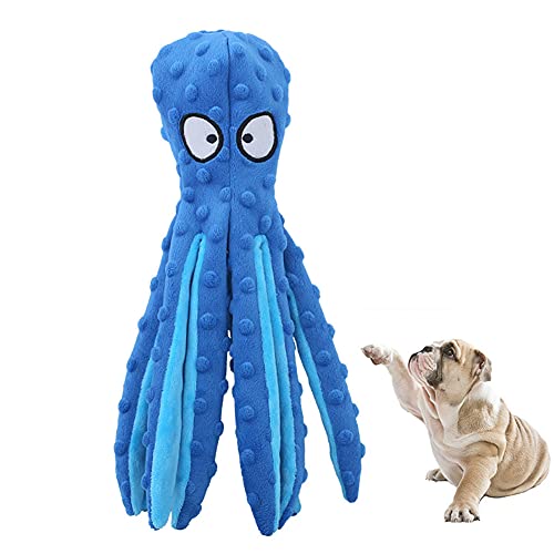 Love Dream Quietschendes Hundespielzeug ohne Füllung, Octopus Knisterplüsch-Hundespielzeug für die Zahnreinigung, langlebig, mittelgroße Hunde, reduziert Langeweile (blau) von Love Dream