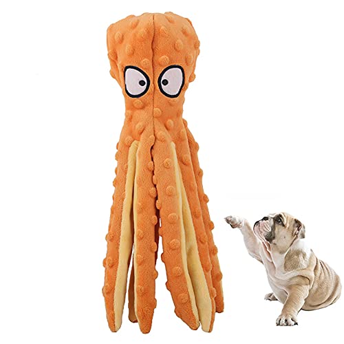 Love Dream Quietschendes Hundespielzeug ohne Füllung, Octopus Knisterplüsch-Hundespielzeug für die Zahnreinigung, langlebig, mittelgroße Hunde, reduziert Langeweile (orange) von Love Dream