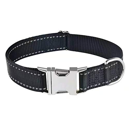 Love Dream Reflektierendes Hundehalsband mit Metallschnalle, verstellbares Sicherheits-Nylon-Hundehalsband mit robuster Schnellverschluss-Schnalle für kleine, mittelgroße und große Hunde von Love Dream