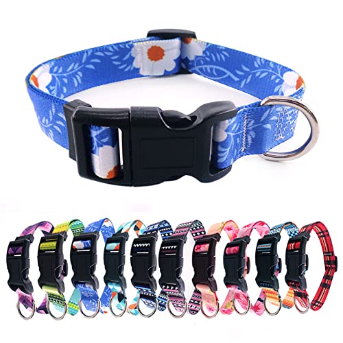 Love Dream Strapazierfähiges Hundehalsband mit Schnellverschluss-Schnalle, verstellbar, für kleine, mittelgroße und große Hunde (40,1 - 69,9 cm), Gartenblau) von Love Dream