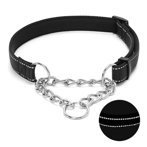 Martingale Hundehalsband mit Edelstahlkette, verstellbares, weich gepolstertes Nylon, reflektierend, kein Ziehen, robuste Kette, Spaziergangstraining-Halsbänder für große, mittelgroße und kleine Hunde Martingale Hundehalsband mit Edelstahlkette, verstellbares, weich gepolstertes Nylon, reflektierend, kein Ziehen, robuste Kette, Spaziergangstraining-Halsbänder für große, mittelgroße und kleine Hunde von Love Dream