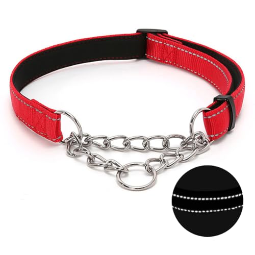 Martingale Hundehalsband mit Edelstahlkette, verstellbares, weich gepolstertes Nylon, reflektierend, kein Ziehen, robuste Kette, Spaziergangstraining-Halsbänder für große, mittelgroße und kleine Hunde Martingale Hundehalsband mit Edelstahlkette, verstellbares, weich gepolstertes Nylon, reflektierend, kein Ziehen, robuste Kette, Spaziergangstraining-Halsbänder für große, mittelgroße und kleine Hunde von Love Dream
