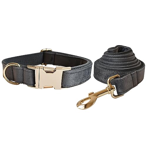 Samt-Hundehalsband und Leine, weiches und bequemes Hundehalsband und Leine, robuste Metallschnalle, verstellbare Halsbänder für kleine, mittelgroße und große Hunde, Training und Spazierengehen Samt-Hundehalsband und Leine, weiches und bequemes Hundehalsband und Leine, robuste Metallschnalle, verstellbare Halsbänder für kleine, mittelgroße und große Hunde, Training und Spazierengehen von Love Dream