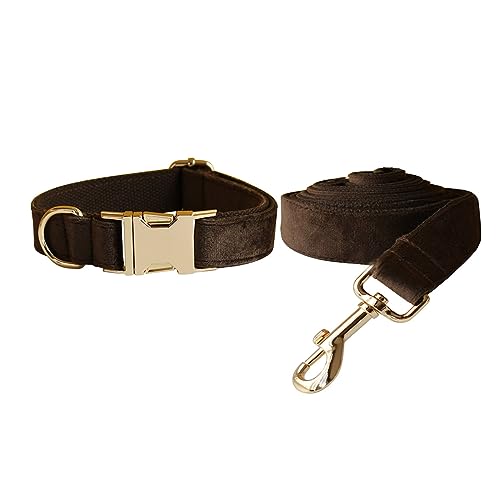 Samt-Hundehalsband und Leine, weiches und bequemes Hundehalsband und Leine, robuste Metallschnalle, verstellbare Halsbänder für kleine, mittelgroße und große Hunde, Training und Spaziergänge (Großer von Love Dream