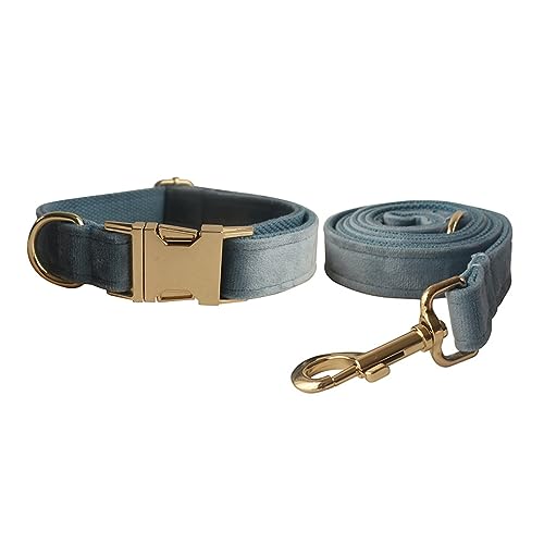 Samt-Hundehalsband und Leine, weiches und bequemes Hundehalsband und Leine, robuste Metallschnalle, verstellbare Halsbänder für kleine, mittelgroße und große Hunde, Training und Spaziergänge von Love Dream