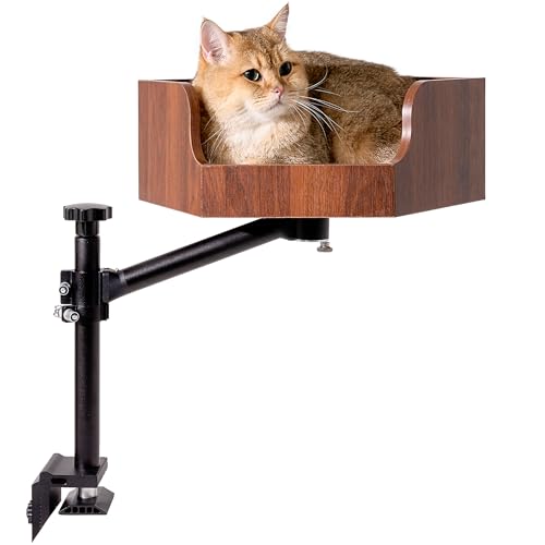 Love Moon Treasure Höhenverstellbares Schreibtisch-Katzenbett mit 360°-Drehung, Ratschensystem, Anti-Drop-Doppelschlössern – platzsparendes erhöhtes Bett für Katzen, unterstützt 12,7 kg, leicht zu von Love Moon Treasure