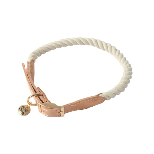 Love Story, Halsband aus Baumwolle und Leder, verstellbar, Größe M 54,5 > 62,5 x D2 cm, Ecru Love Story, Halsband aus Baumwolle und Leder, verstellbar, Größe M 54,5 > 62,5 x D2 cm, Ecru von Love Story