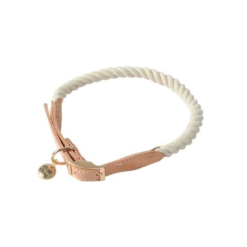 Love Story, Halsband aus Baumwolle und Leder, verstellbar, Größe S, 35,5 > 43,5 x D2 cm, Ecru Love Story, Halsband aus Baumwolle und Leder, verstellbar, Größe S, 35,5 > 43,5 x D2 cm, Ecru von Love Story