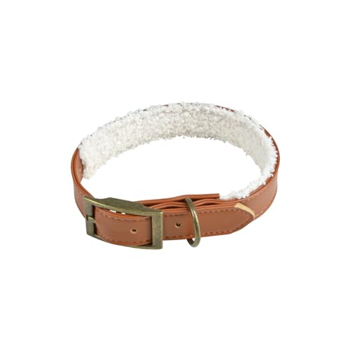 Love Story, Halsband aus Kunstleder, Futter mit Wolle, Schnalle, Größe S, 30 x 1,5 cm, Cognac/Ecru Love Story, Halsband aus Kunstleder, Futter mit Wolle, Schnalle, Größe S, 30 x 1,5 cm, Cognac/Ecru von Love Story