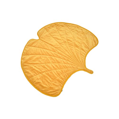 Love Story, Nomade Teppich Gingko-Blatt, 2 Materialien, Mikrofaser und Velours, 120 x 110 cm, Gelb Love Story, Nomade Teppich Gingko-Blatt, 2 Materialien, Mikrofaser und Velours, 120 x 110 cm, Gelb von Love Story