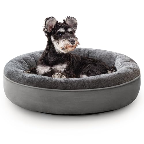 Love's cabin Rundes Donut-Katzen- und Hundebett, 63,5 cm, Haustierbett für kleine oder mittelgroße Hunde, rutschfeste und wasserabweisende Unterseite, weicher, strapazierfähiger Stoff, Haustierbetten von Love's cabin